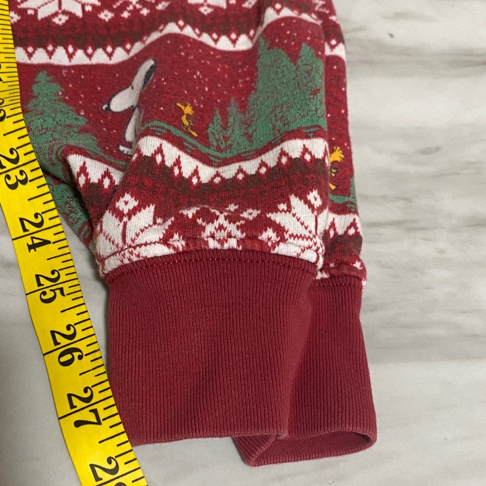 American Eagle x Peanuts Red Snoopy Christmas Jogger Sweat Pants M Fair Isle - Picture 9 of 11